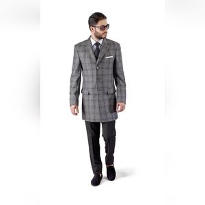 Moss London Men's Slim Fit Plaid Longline Blazer . Size 44R